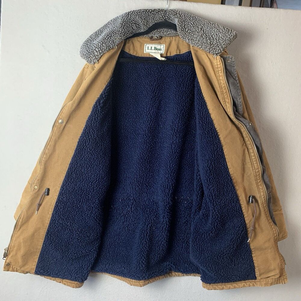 LL Bean Shearling Lined Chore Field Jacket Large? Brown Corduroy Trim Workwear - Picture 3 of 12